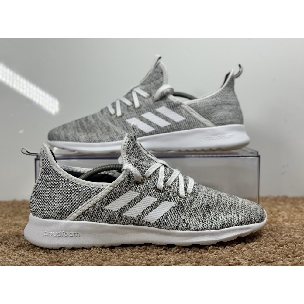 Adidas Cloudfoam Pure Womens Size 10 Gray White Athletic Running Shoes Sneakers